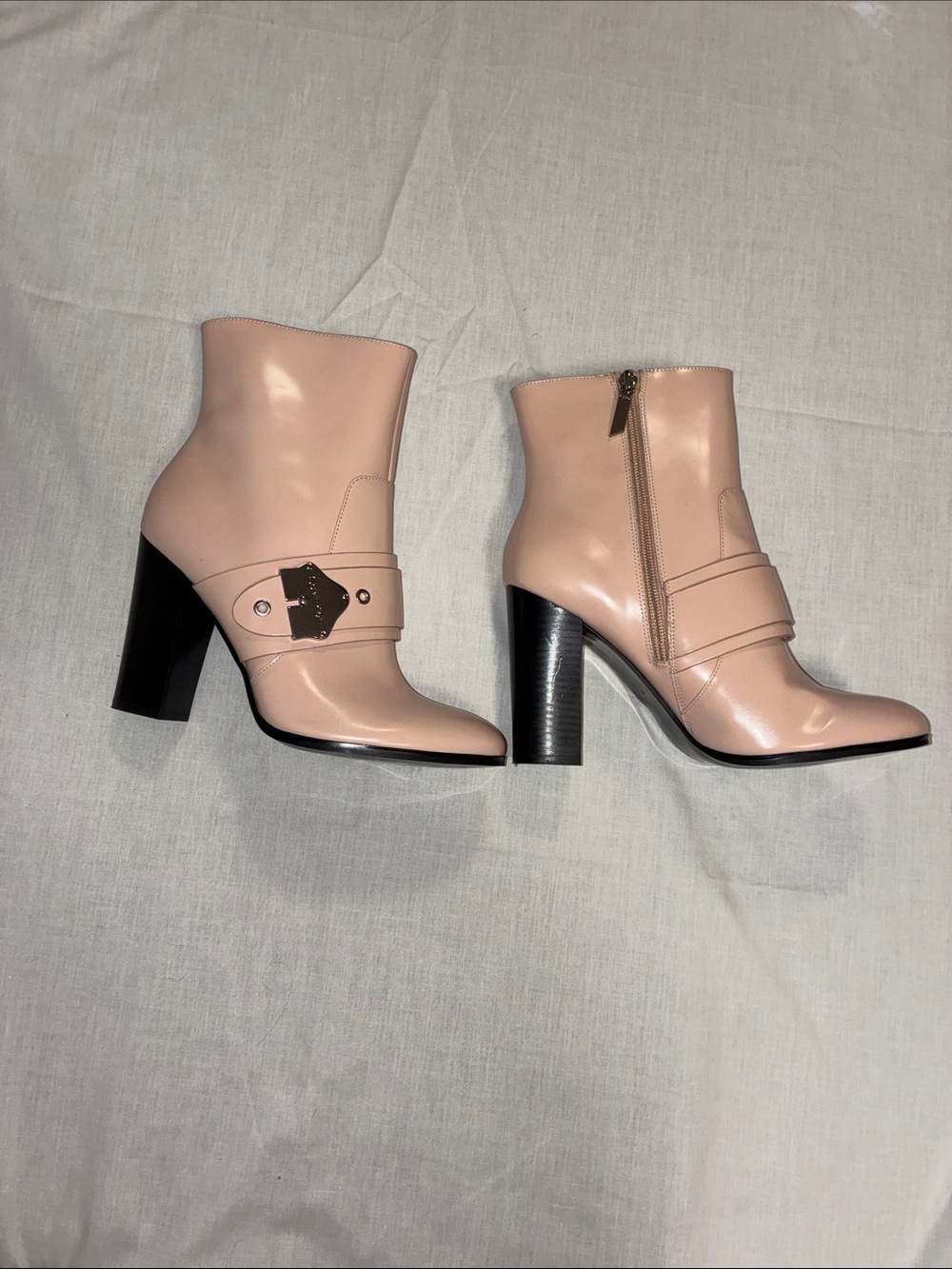 Calvin Klein Blush Pink Mid-Calf Block Heel Boots
